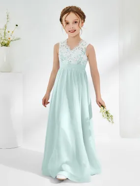Lace Top Junior Bridesmaid Dresses Mist