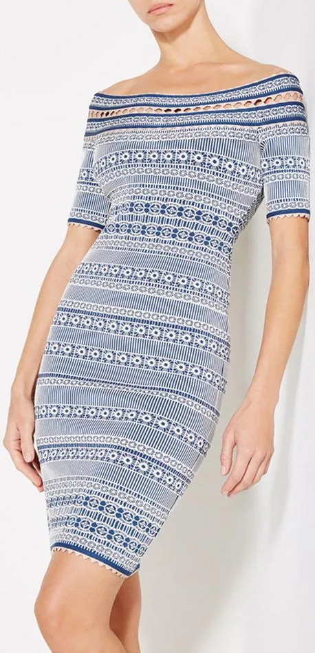 Lacey Plaited Lace Off-Shoulder Dress