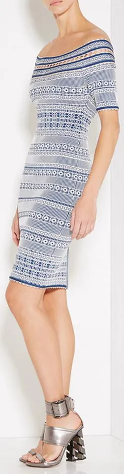Lacey Plaited Lace Off-Shoulder Dress