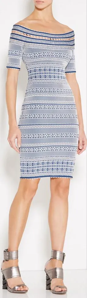 Lacey Plaited Lace Off-Shoulder Dress