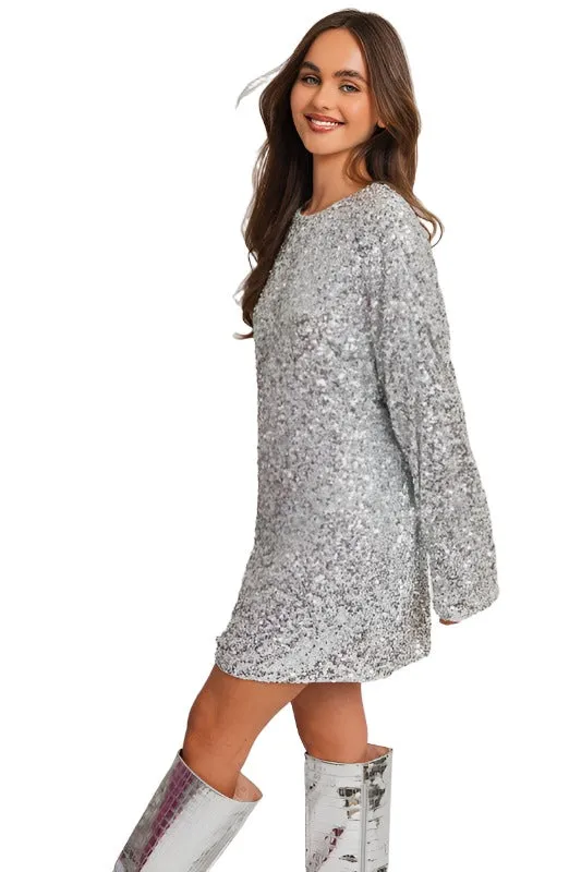 Long Sleeve Sequin Mini Dress