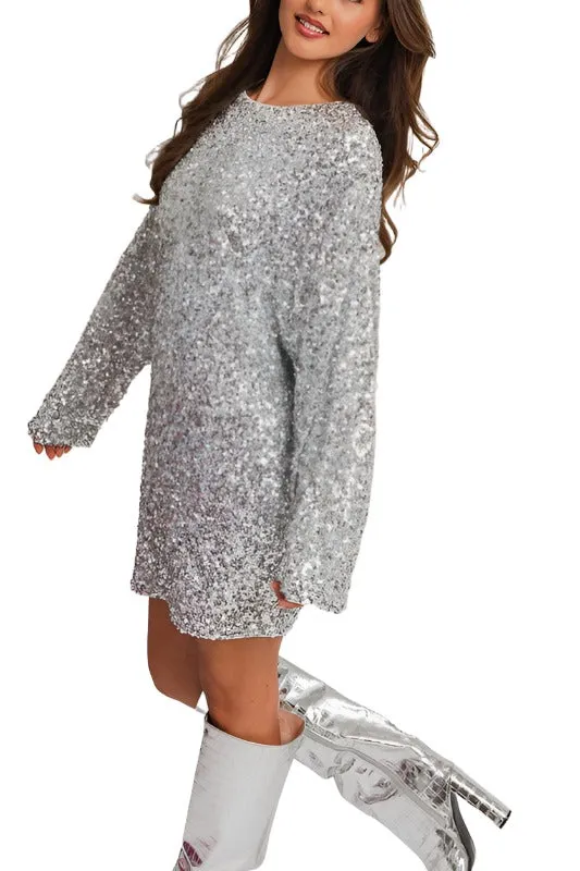 Long Sleeve Sequin Mini Dress