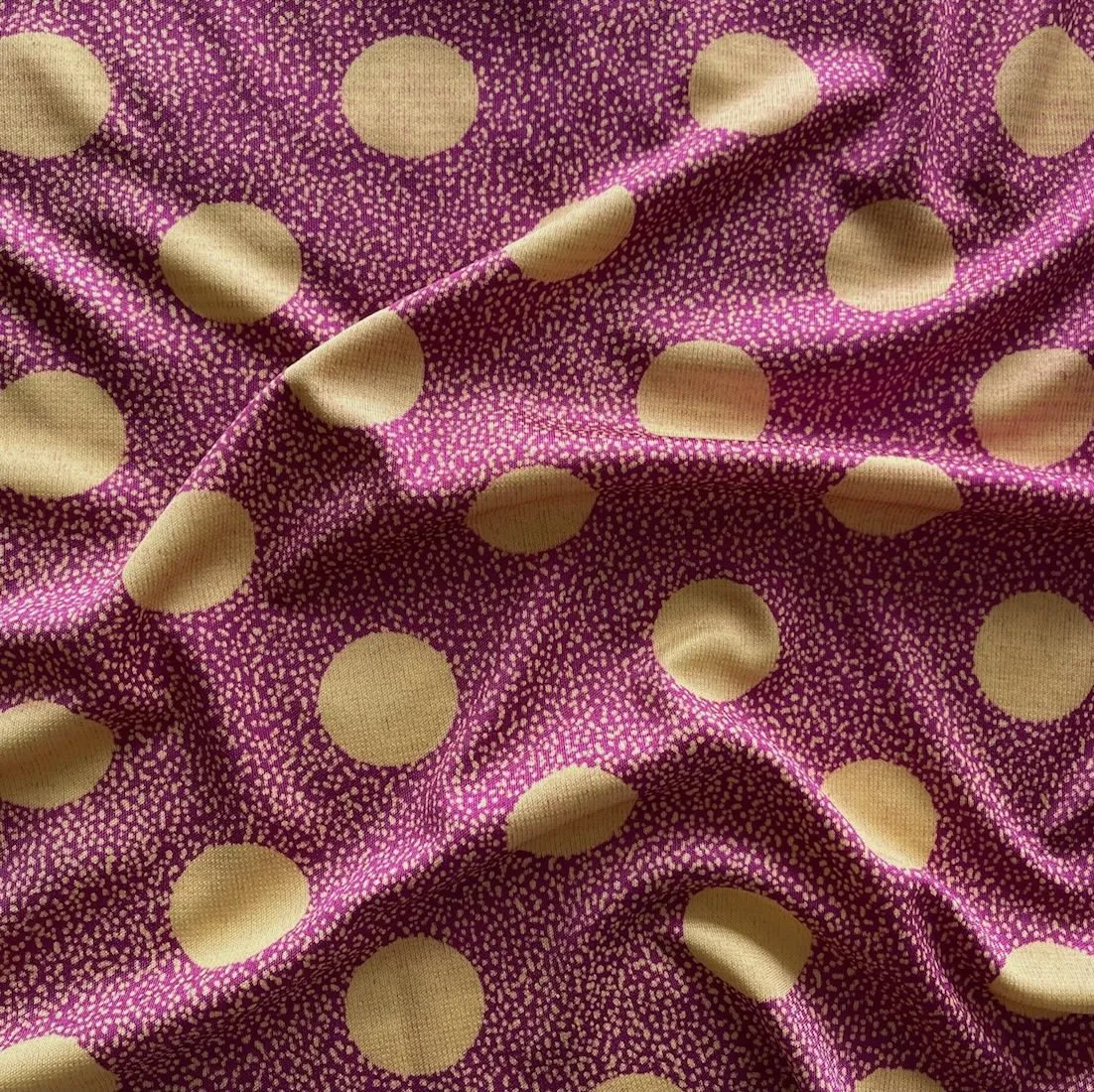 Lux Drapey Devonshire Cream Dots Silk Jersey Knit (Made in Italy)