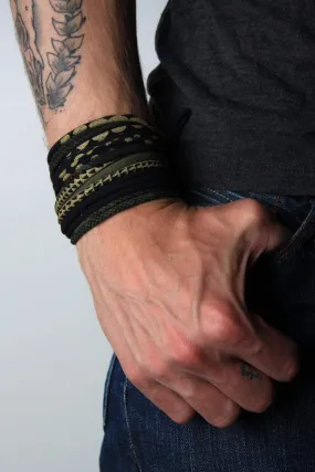 Necklush Wrap Bracelet / Green Black & Gold / Unisex
