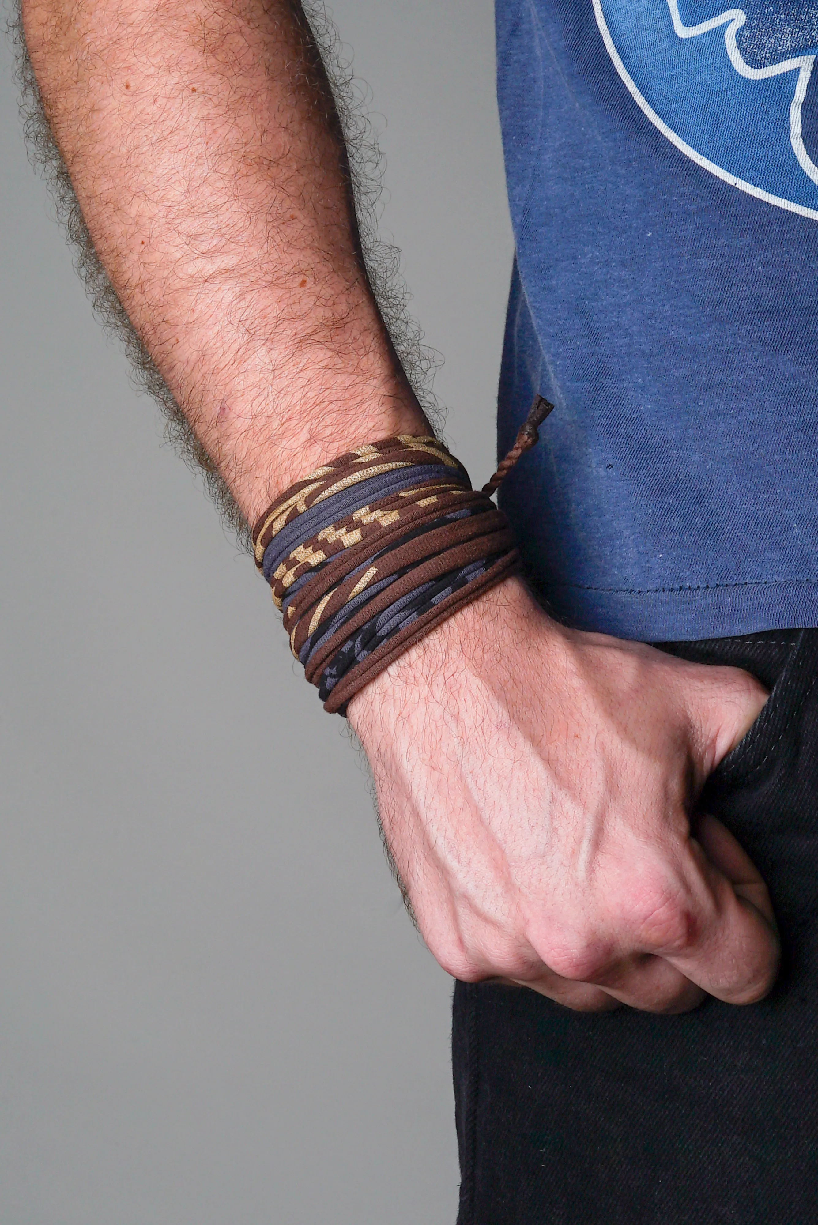 Necklush Wrap Bracelet / Grey Brown & Gold / Unisex