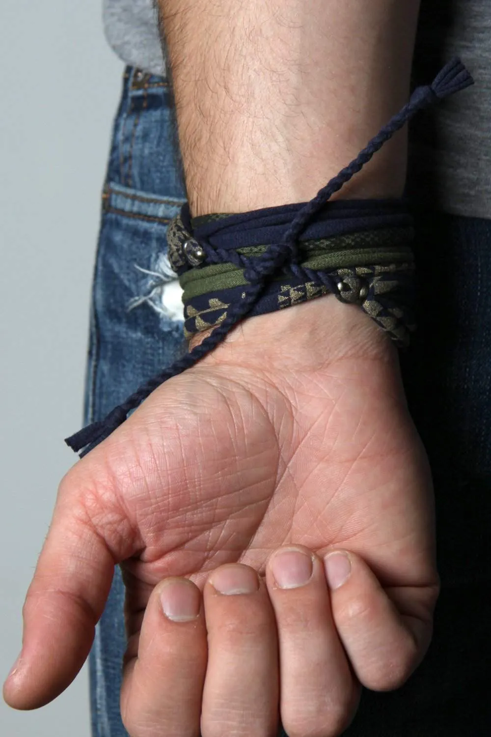 Necklush Wrap Bracelet / Navy Blue Green & Gold / Unisex