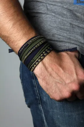Necklush Wrap Bracelet / Navy Blue Green & Gold / Unisex