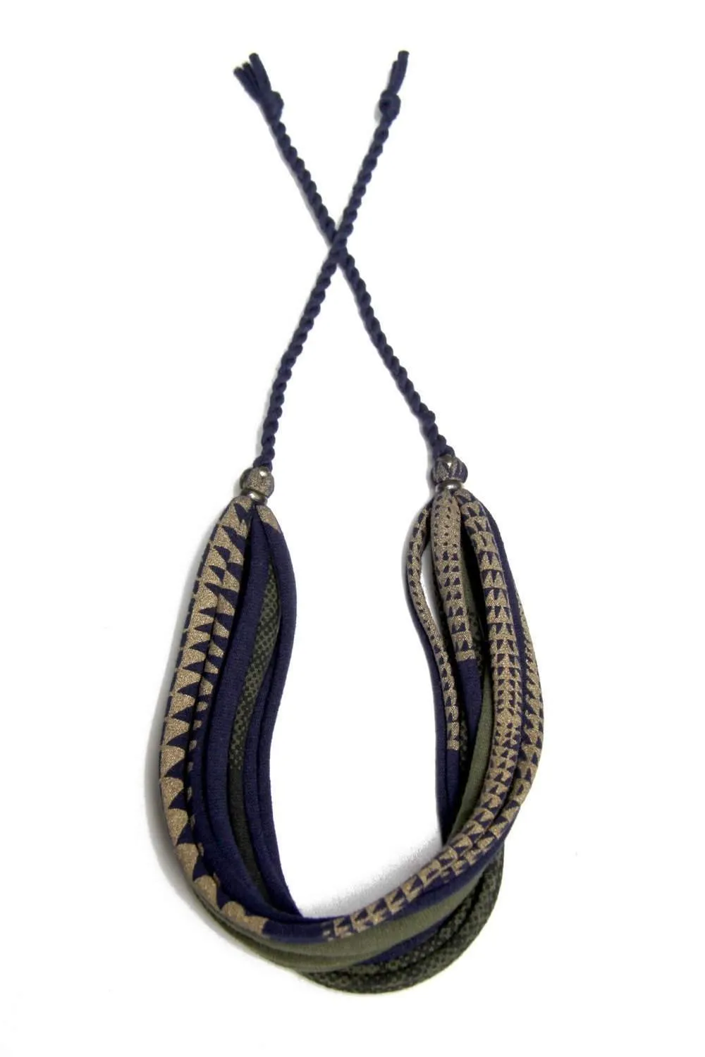 Necklush Wrap Bracelet / Navy Blue Green & Gold / Unisex