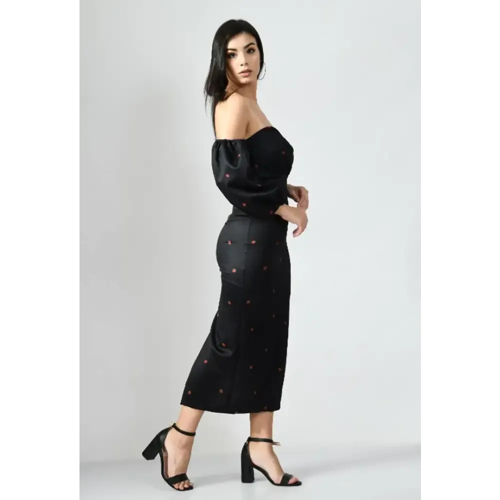 Off Shoulder Dotted Dress