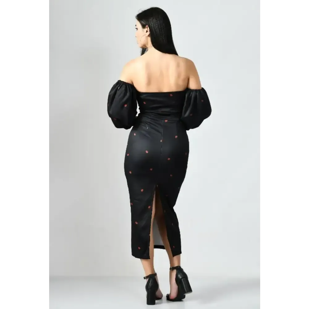 Off Shoulder Dotted Dress