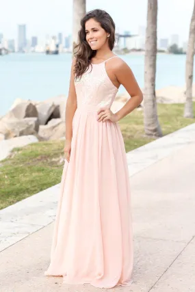 Pink Maxi Dress with Sequin Top