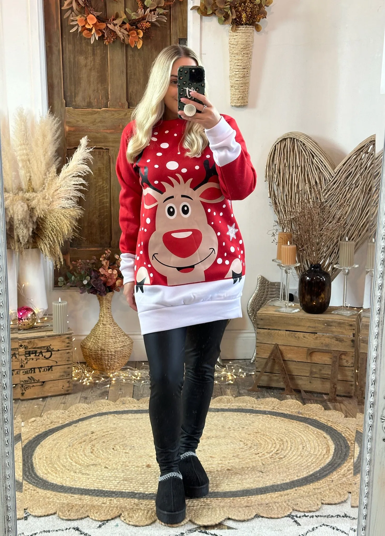 Red Rudolph Oversized Festive Jumper