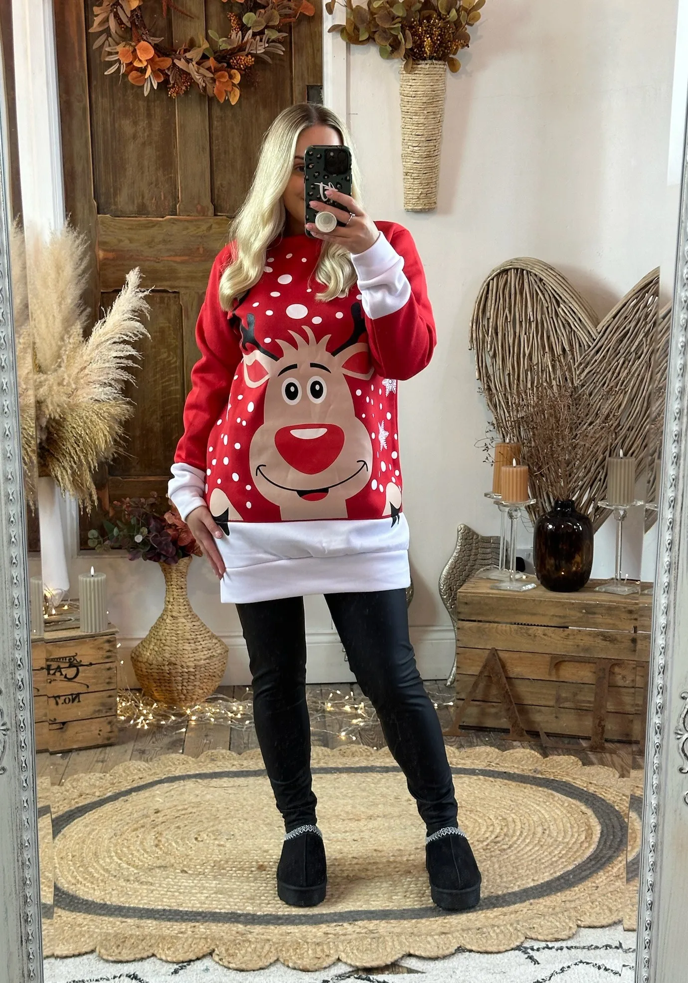 Red Rudolph Oversized Festive Jumper
