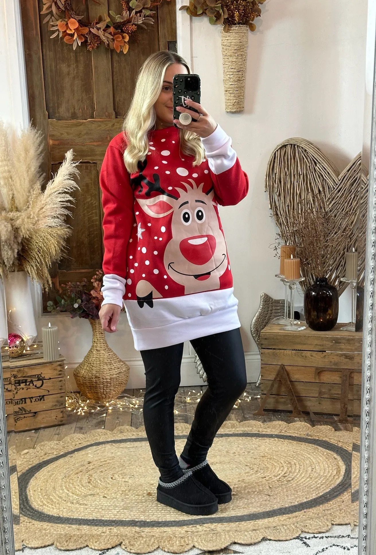 Red Rudolph Oversized Festive Jumper