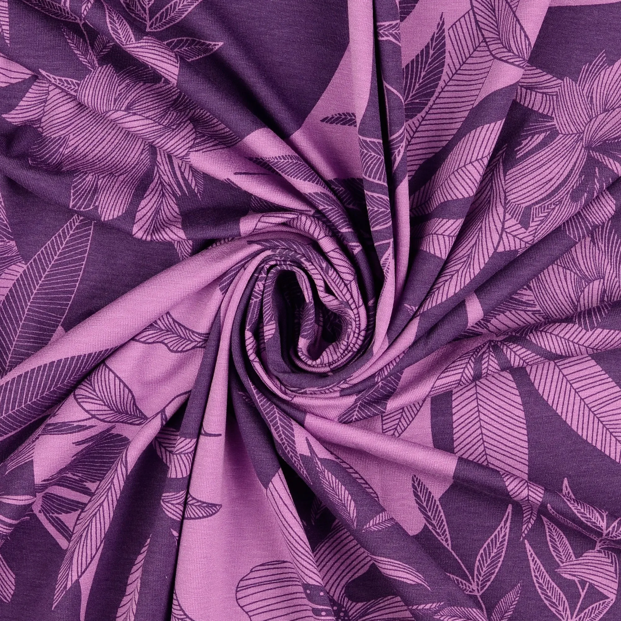 REMNANT 1.04 Metres - Monochrome Bouquet Lavender Herb Viscose Jersey Fabric