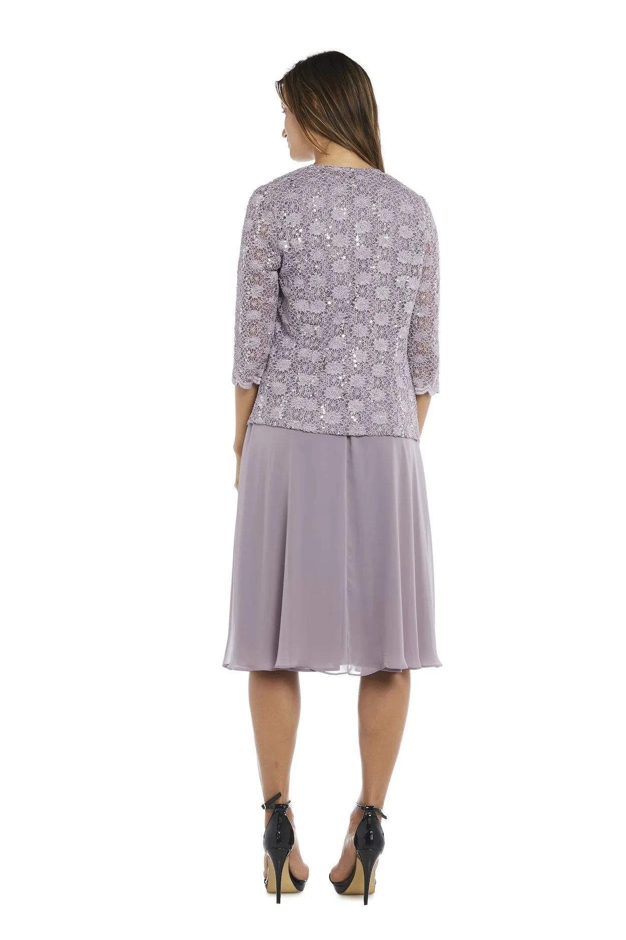 Sequined Lace Chiffon Dress and Jacket