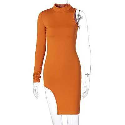 Sexy High Neck One Shoulder Mini Dresses