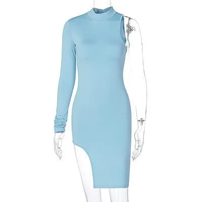 Sexy High Neck One Shoulder Mini Dresses