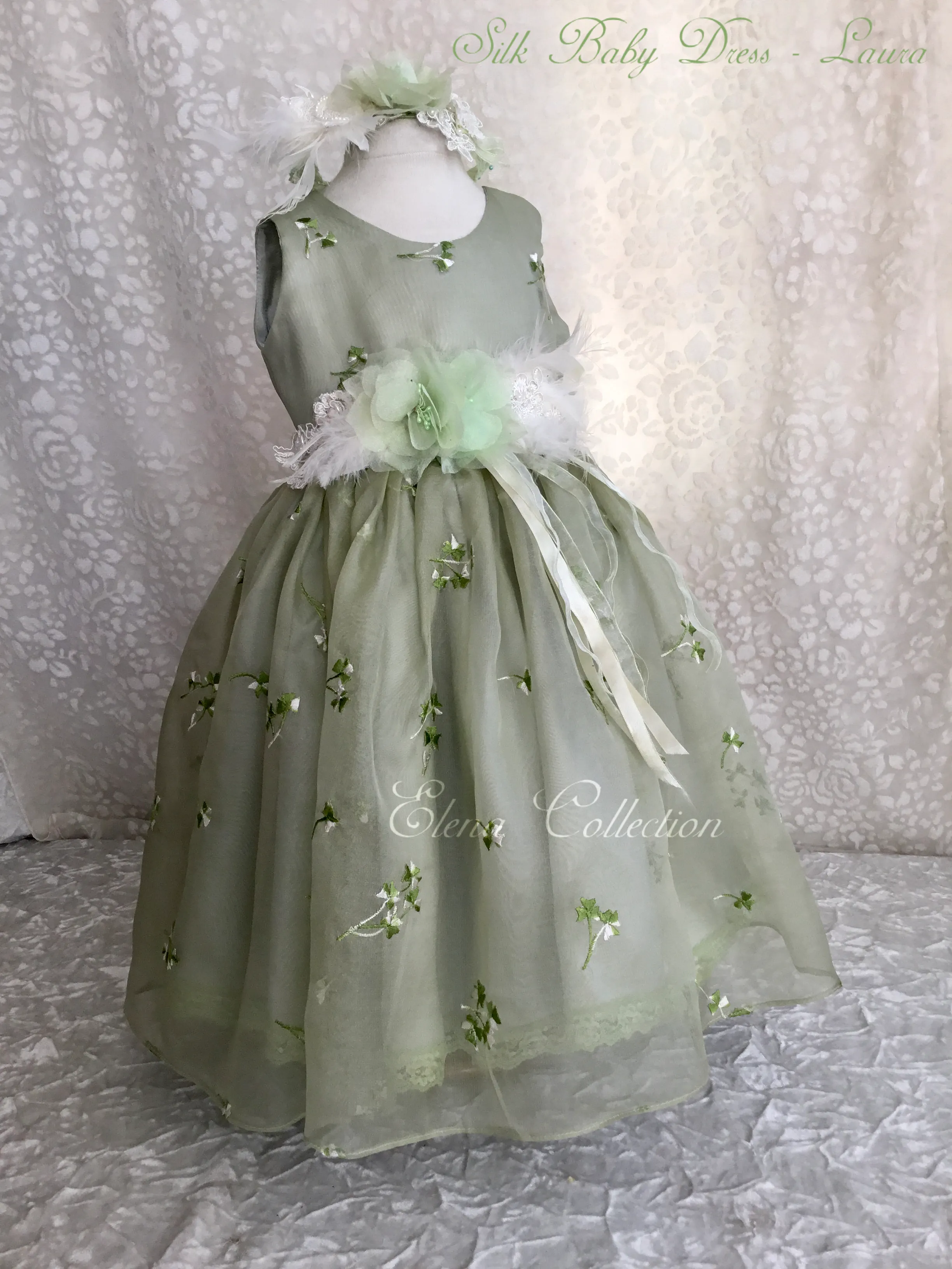 Silk Green  Baby Dress- Laura