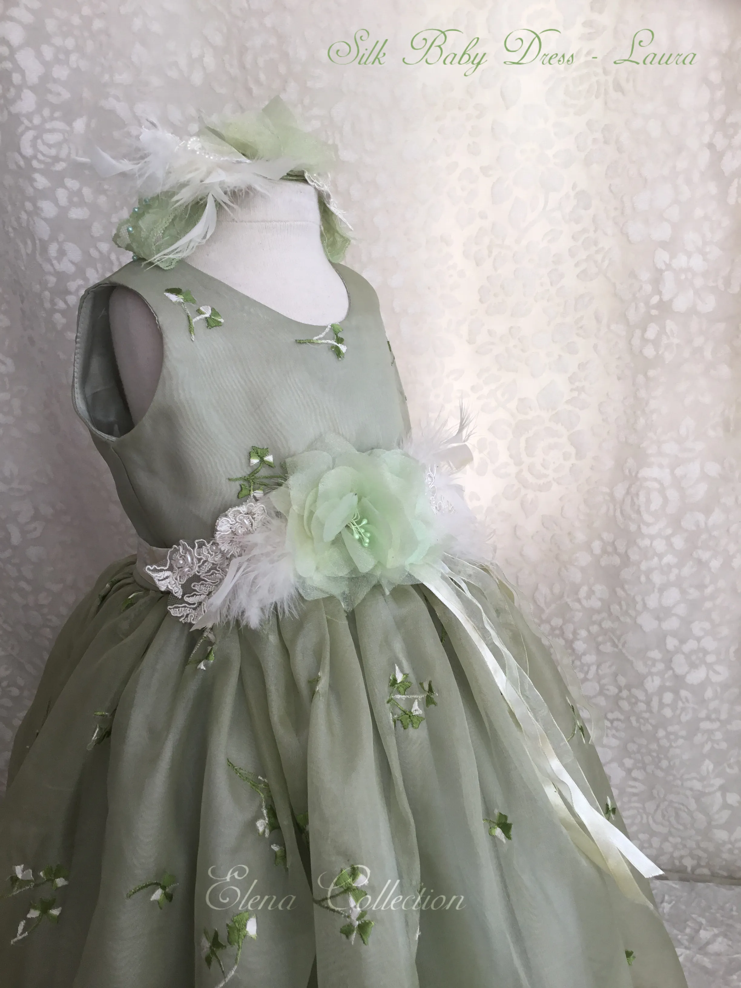 Silk Green  Baby Dress- Laura