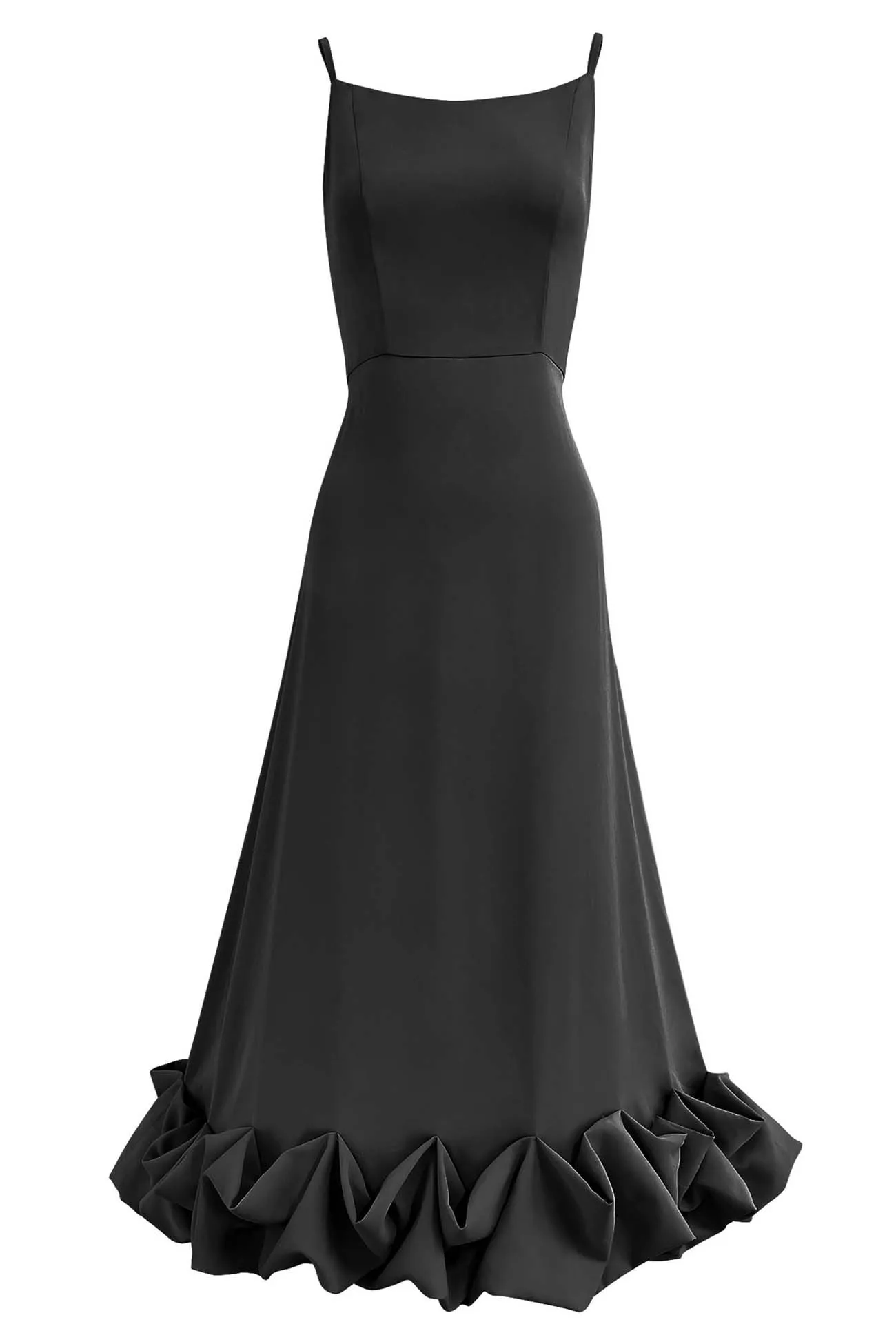 Sleeveless A-line Shirring Hem Midi Dress