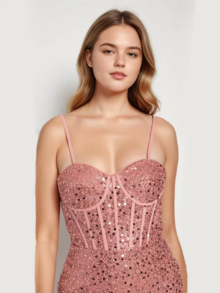 Stunning Sweetheart Sequin Spaghetti Straps Short Homecoming Dresses