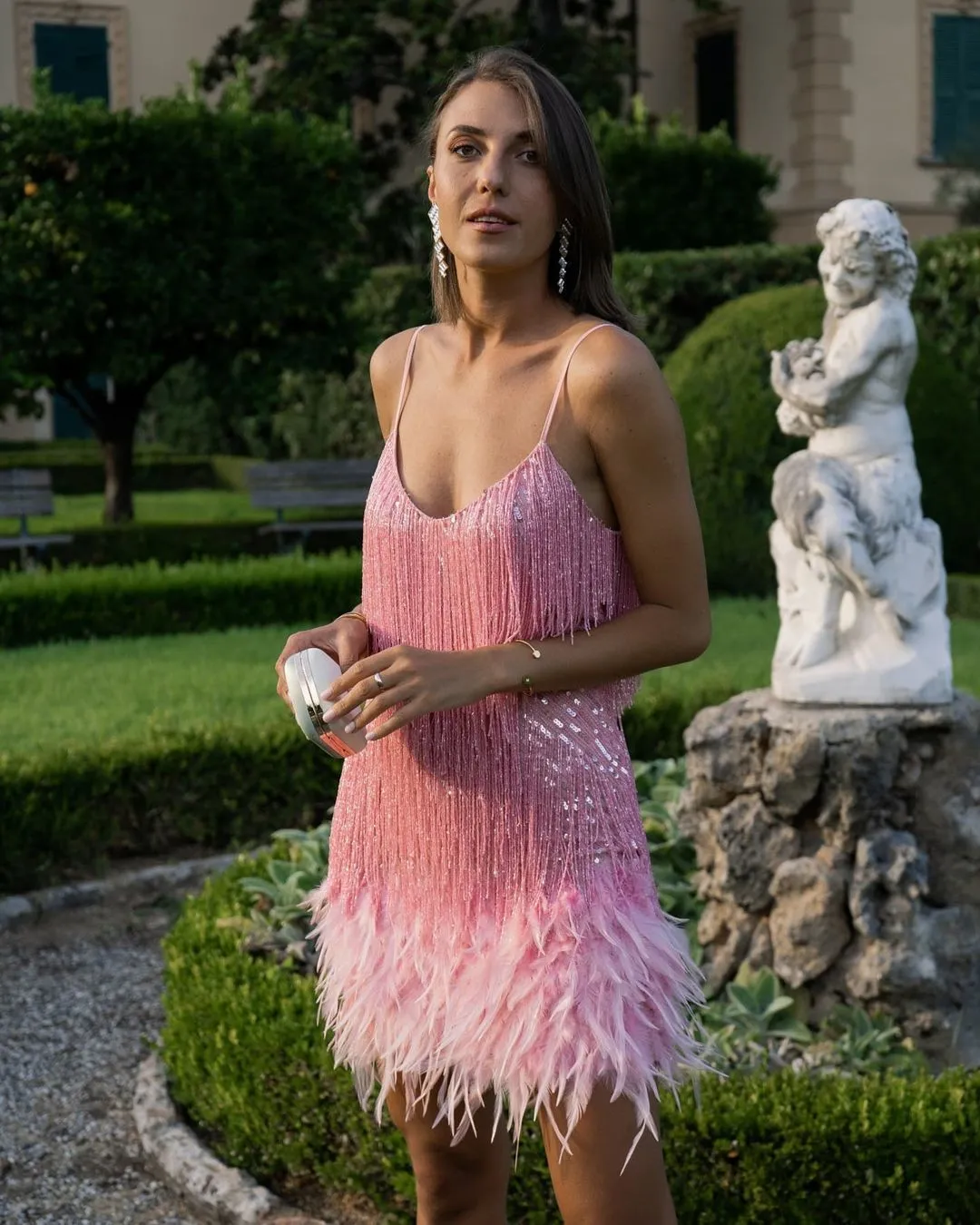 Tassel Sequin Feather Splicing Dress