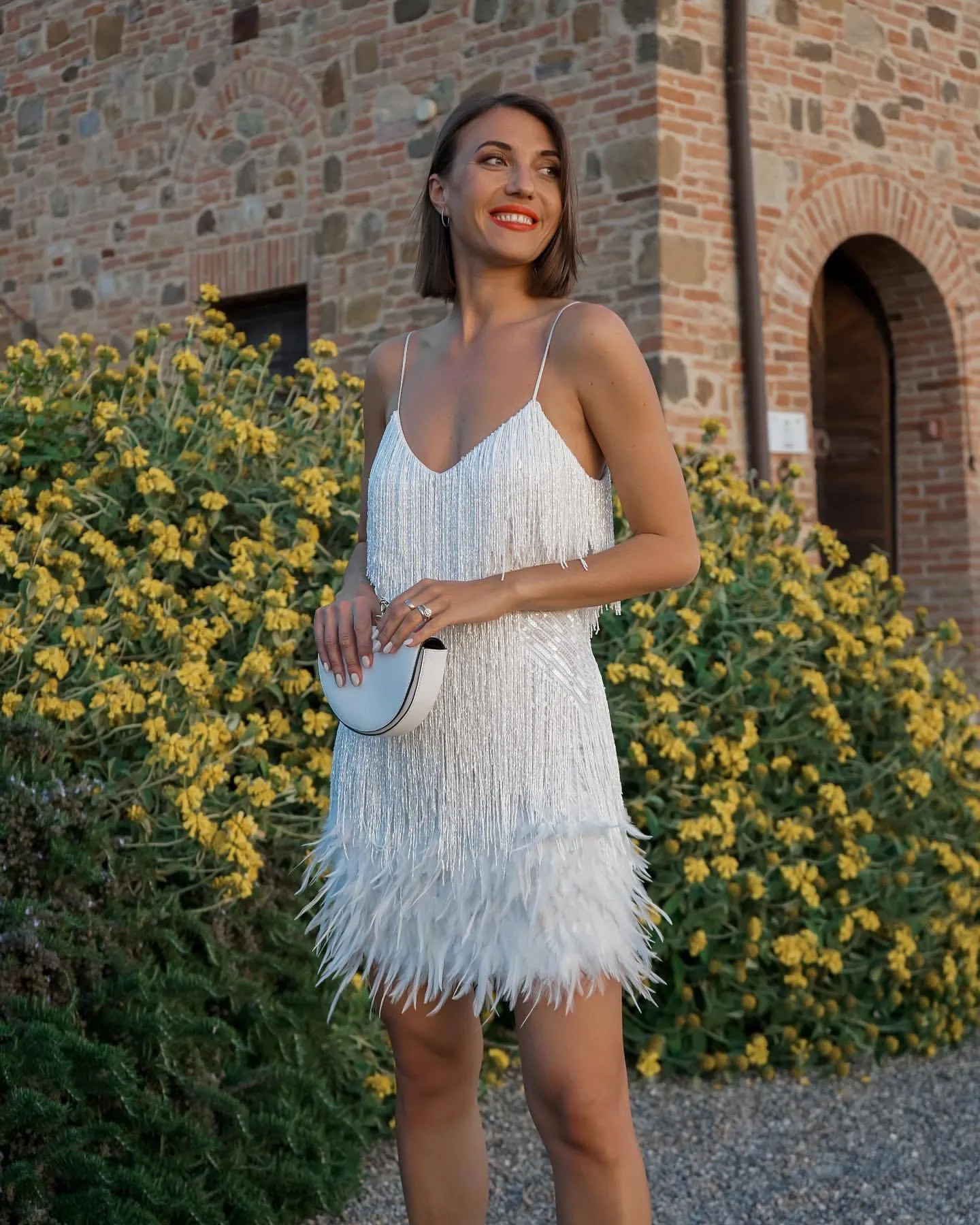 Tassel Sequin Feather Splicing Dress