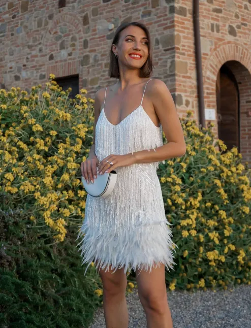 Tassel Sequin Feather Splicing Dress