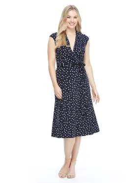 Tie Belt Wrap Dot Jersey Dress