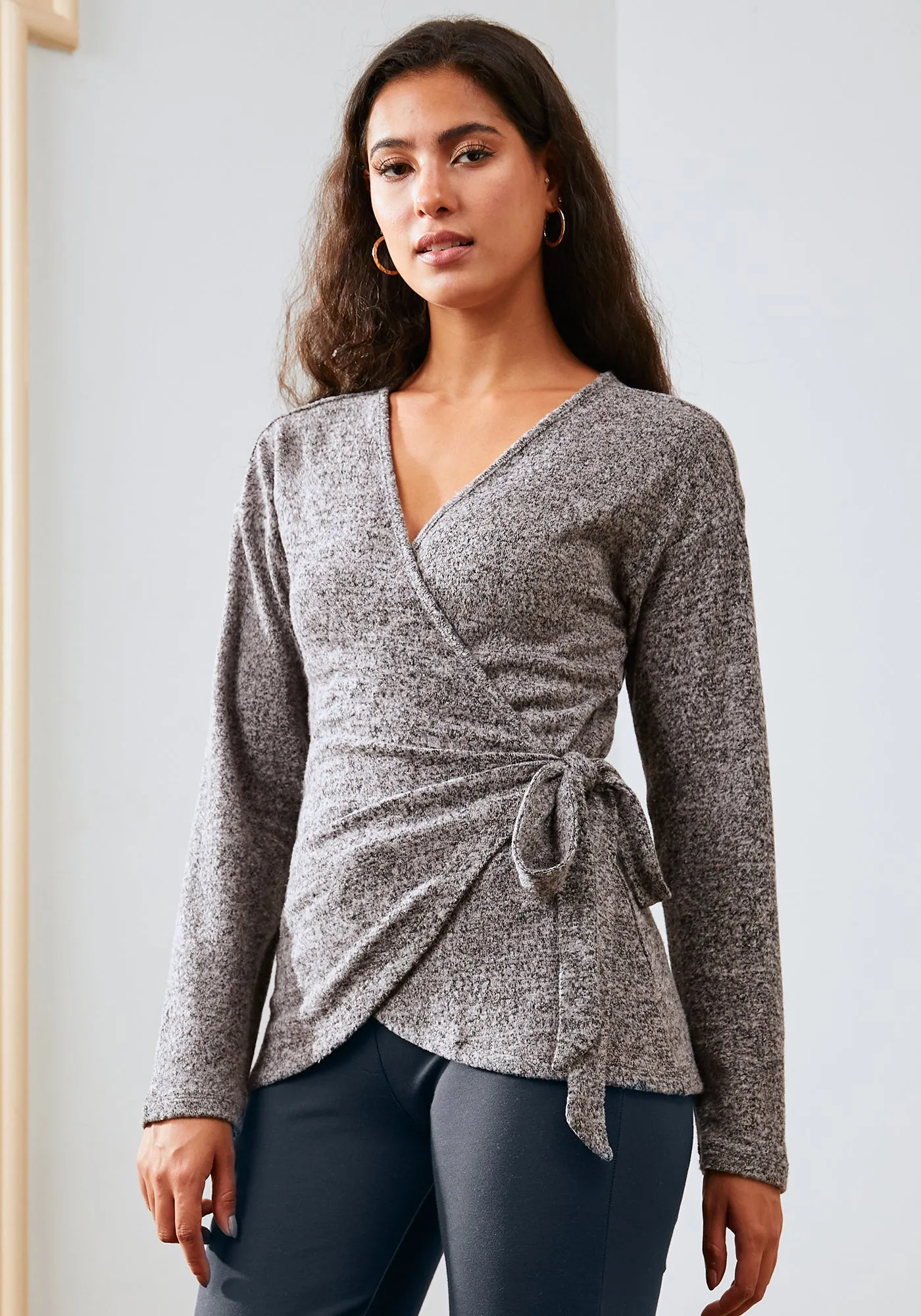 UltraEase Side-Tie Wrap Top (Charcoal)