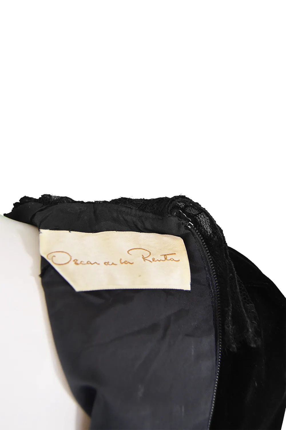 Vintage Embroidered Black Velvet & Lace Dress, 1980s